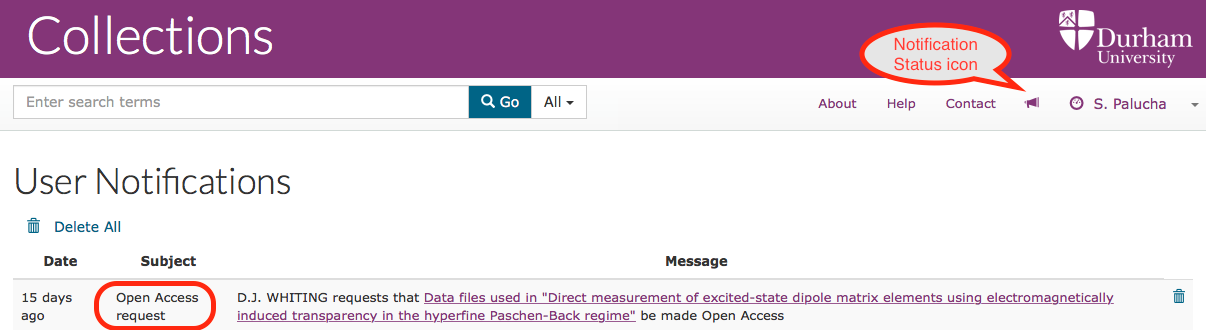Open access notification